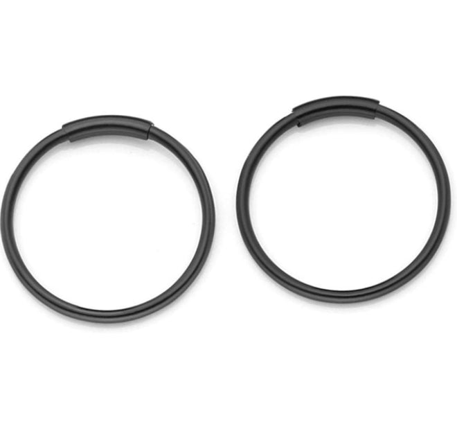2X Sterling Silver Tragus Hinged Hoop Black Cartilage Lip Ear Nose Rings 10MM