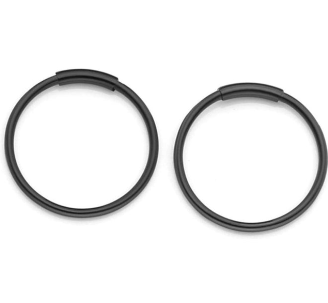 2X Sterling Silver Tragus Hinged Hoop Black Cartilage Lip Ear Nose Rings 10MM