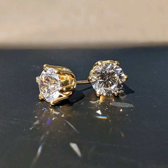 7MM Pair Elegant Gold Plated Cartilage Solitaire CZ Cubic Zirconia Stud Earrings