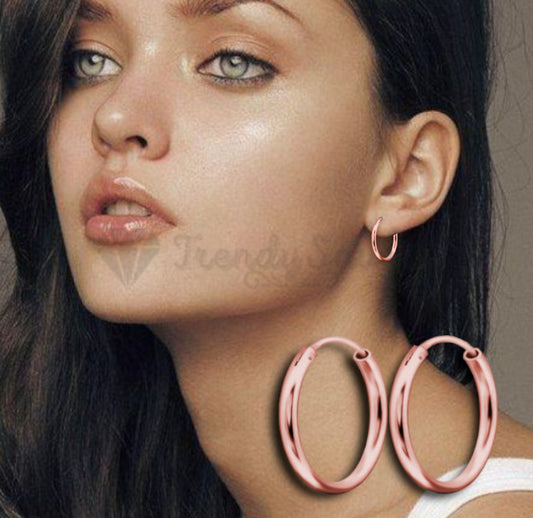 30MM Hypoallergenic Endless 2MM Thick Hoop Pierced Earrings 18K Rose Gold Plated