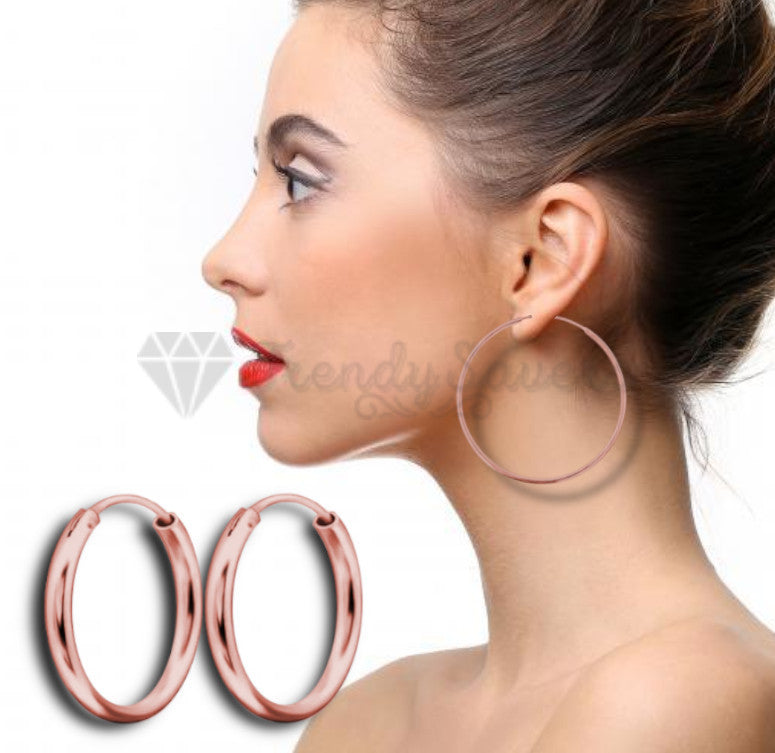 Large 18K Rose Gold Plated 60MM Hypoallergenic Smooth Plain Hoop Sleeper Earrings