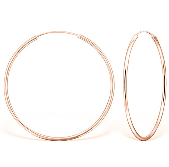 Large 18K Rose Gold Plated 60MM Hypoallergenic Smooth Plain Hoop Sleeper Earrings