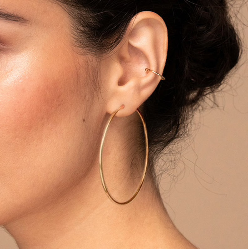 Large 18K Rose Gold Plated 60MM Hypoallergenic Smooth Plain Hoop Sleeper Earrings