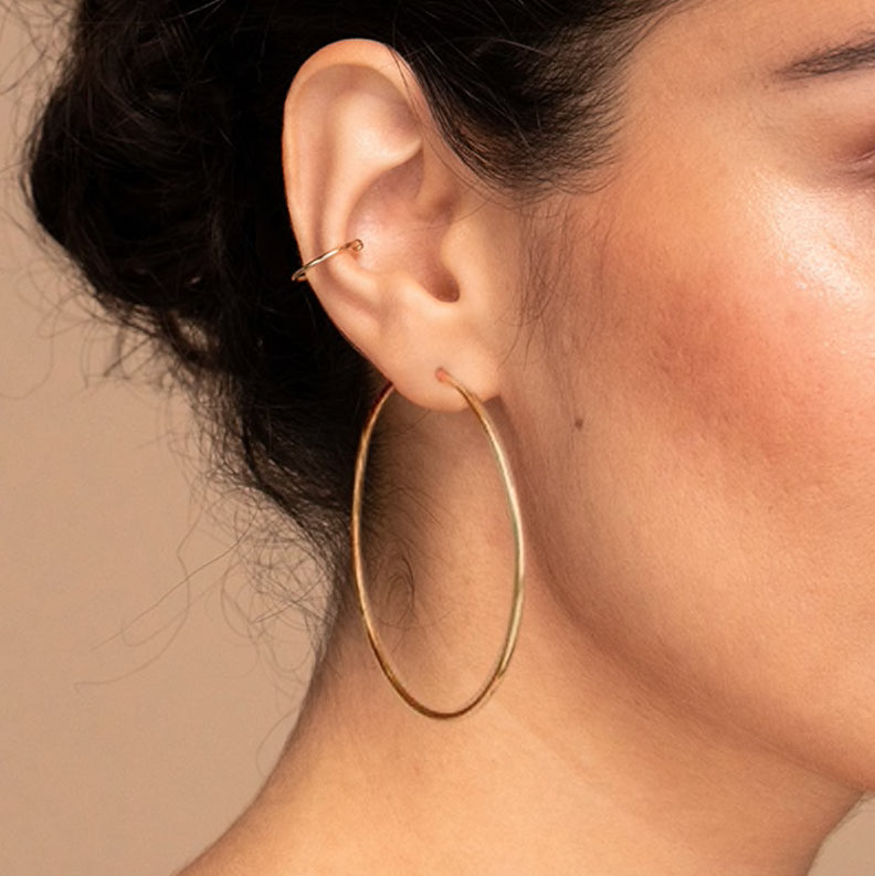 Large 18K Rose Gold Plated 60MM Hypoallergenic Smooth Plain Hoop Sleeper Earrings