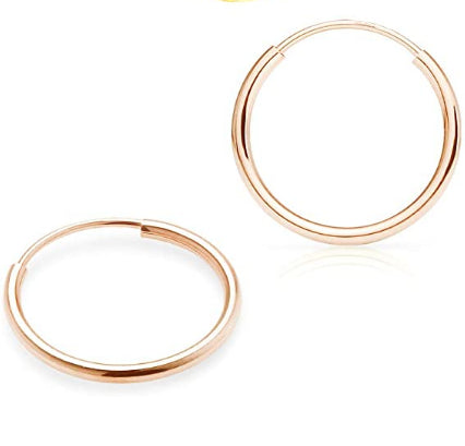 25MM Medium Thick 18K Rose Gold Plated Cartilage Fine Post Loop Hoop Earrings