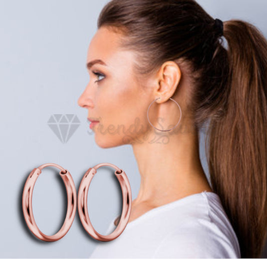 18K Rose Gold Plated Endless Loop Hollow Ear Hoops Earrings 45MM Hypoallergenic