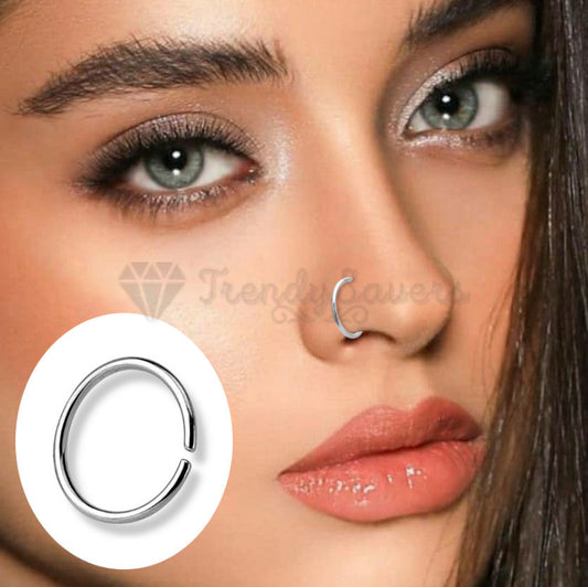1x Small Silver Lip Nose Septum Tragus Ear Ring Surgical Steel Hoop Piercing 6MM