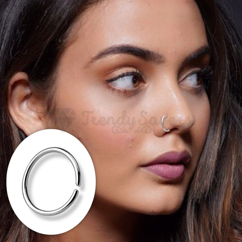 10MM Silver Surgical Steel Nose Ring Helix Cartilage Tragus Piercing Hoop Septum