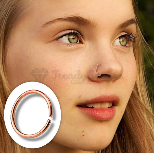 6MM Rose Gold Nose Ring Hoop Tragus Helix Septum Cartilage Earring Piercing 1pc