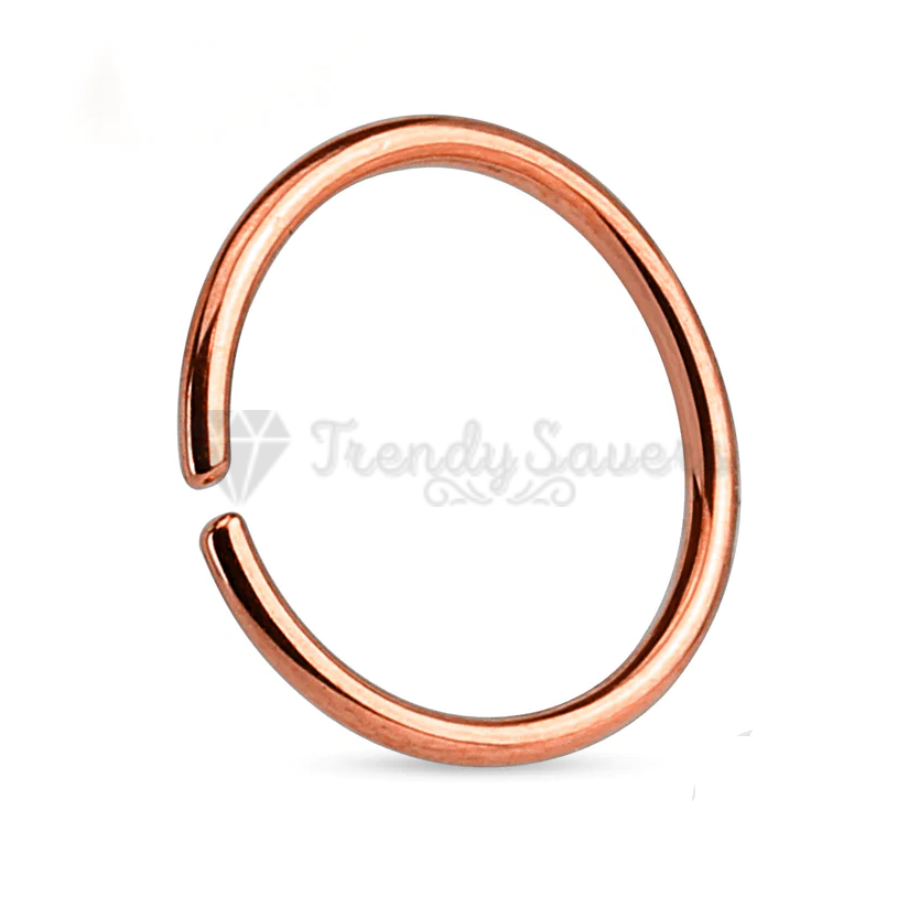 8MM Round Seamless Rose Gold Plated Surgical Steel Nose Ring Lip Ear Septum Hoop