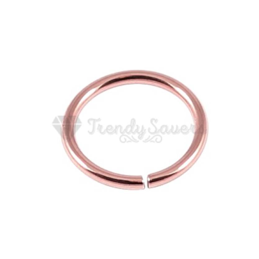 8MM Round Seamless Rose Gold Plated Surgical Steel Nose Ring Lip Ear Septum Hoop