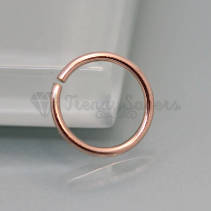 8MM Round Seamless Rose Gold Plated Surgical Steel Nose Ring Lip Ear Septum Hoop