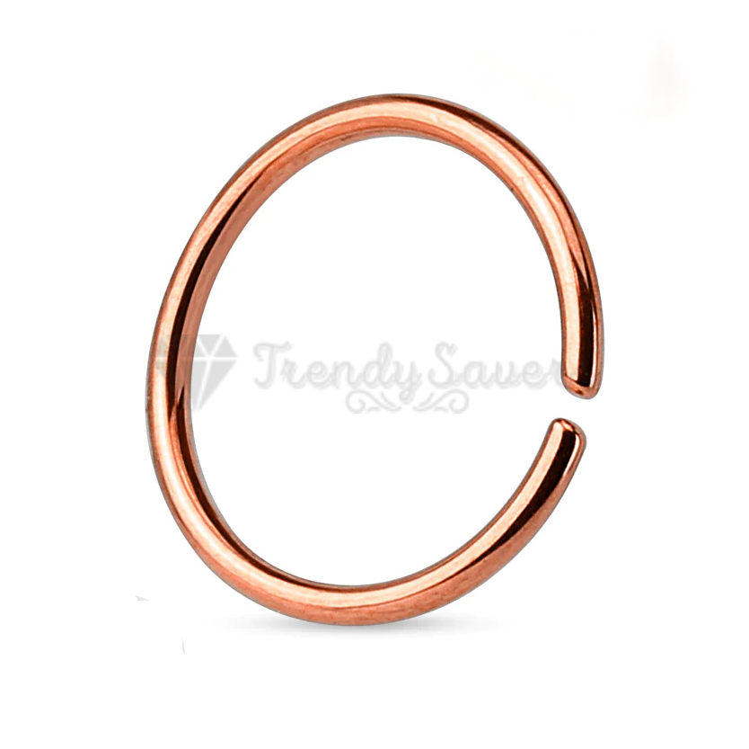 8MM Round Seamless Rose Gold Plated Surgical Steel Nose Ring Lip Ear Septum Hoop