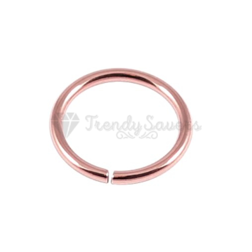 8MM Round Seamless Rose Gold Plated Surgical Steel Nose Ring Lip Ear Septum Hoop