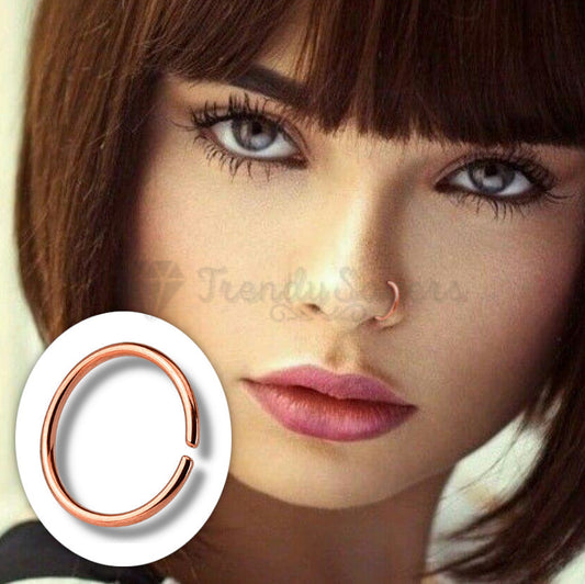 1pc Rose Gold Nose Ring Cartilage Tragus Septum Helix Lip Earring Hoop Stud 10MM