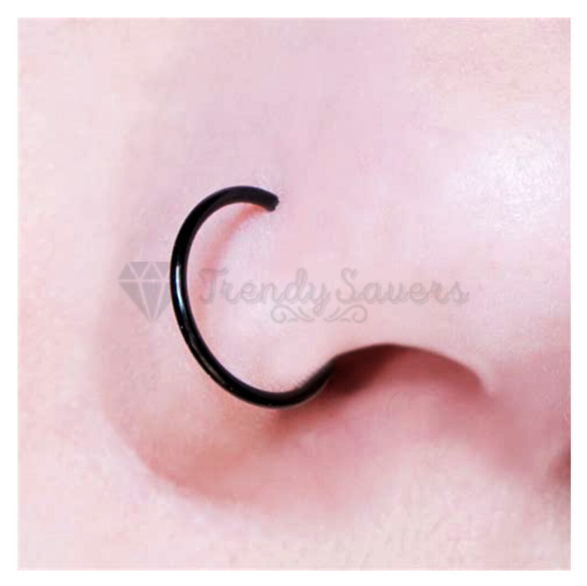 6MM Cute Black Septum Lip Ear Nose Ring Surgical Steel Clip On Piercing Hoop 1pc