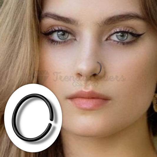 10MM Nose Ring Piercing Stud Septum Hoop Tragus Cartilage Helix Black Clip On