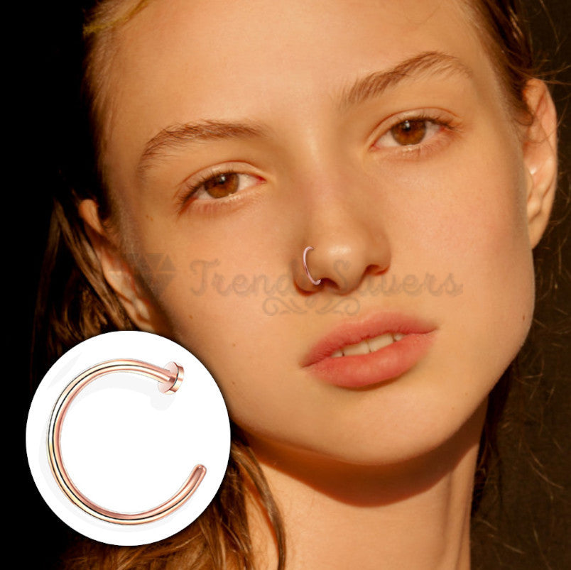 6MM Rose Gold Nose Lip Hoop Cartilage Tragus Helix Ear Piercing Surgical Steel