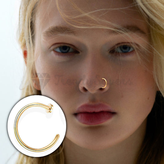 6MM Small Thin Nose Ring Hoop Stud Gold Plated Surgical Steel Lip Ear Piercing