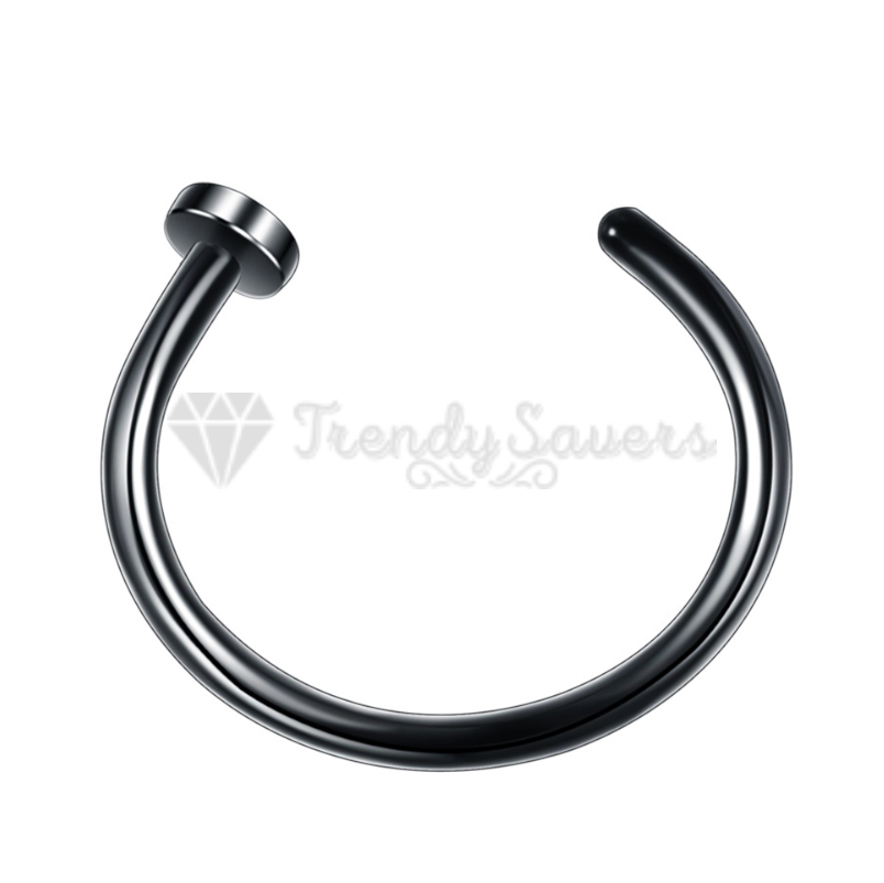6MM Small Body Piercing Black Clip On Bone End Nose Ring Hoop Lip Ear Stud 1pc