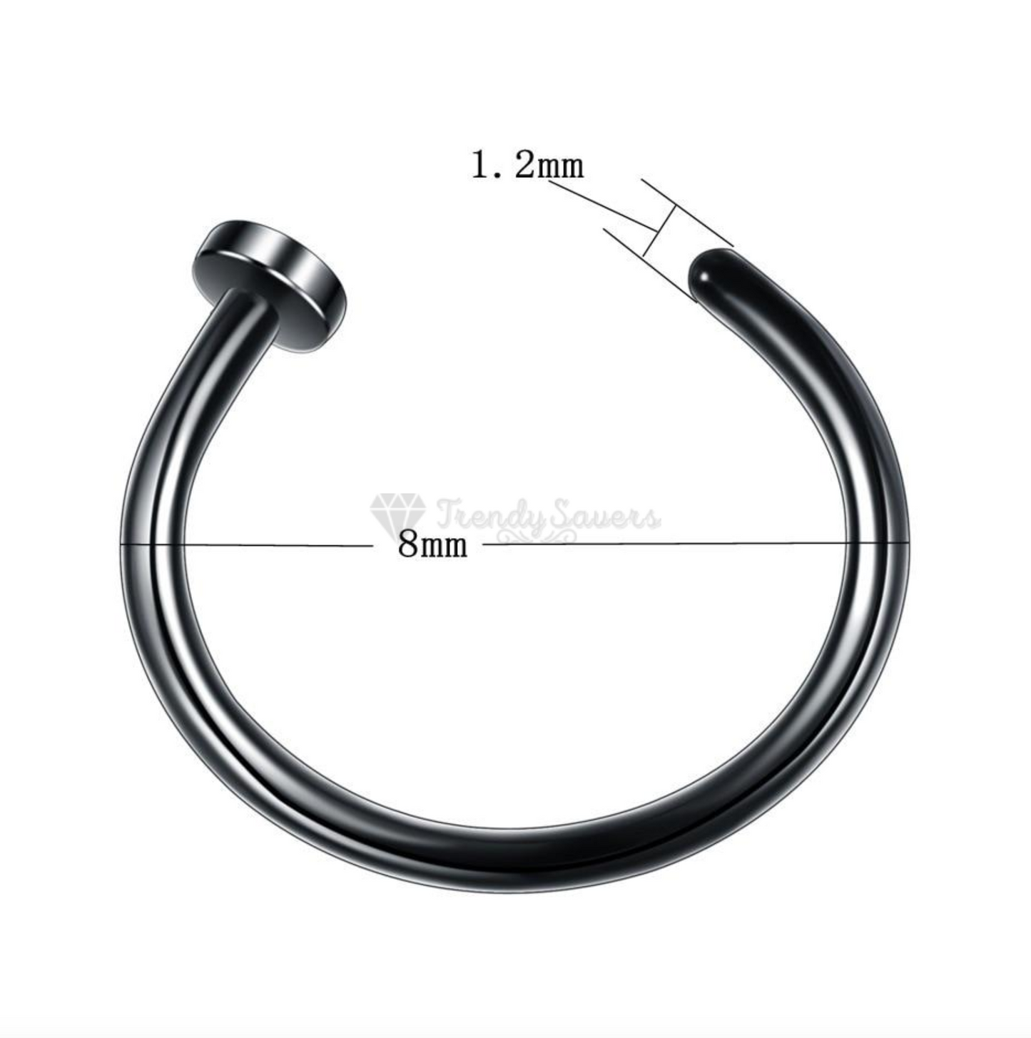 6MM Small Body Piercing Black Clip On Bone End Nose Ring Hoop Lip Ear Stud 1pc