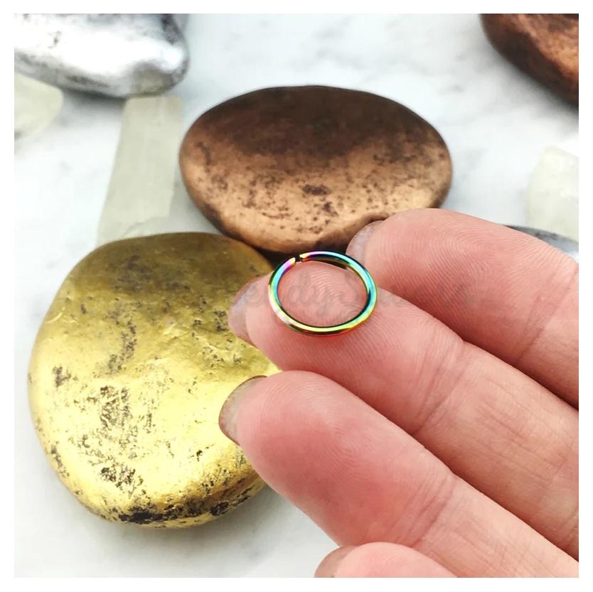 1pc Multi Colour Rainbow Round Septum Nose Ring Hoop Body Piercing Jewelry 8MM