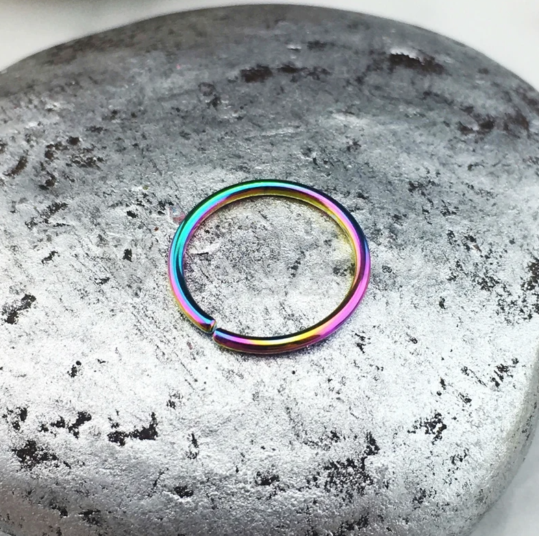 1pc Multi Colour Rainbow Round Septum Nose Ring Hoop Body Piercing Jewelry 8MM