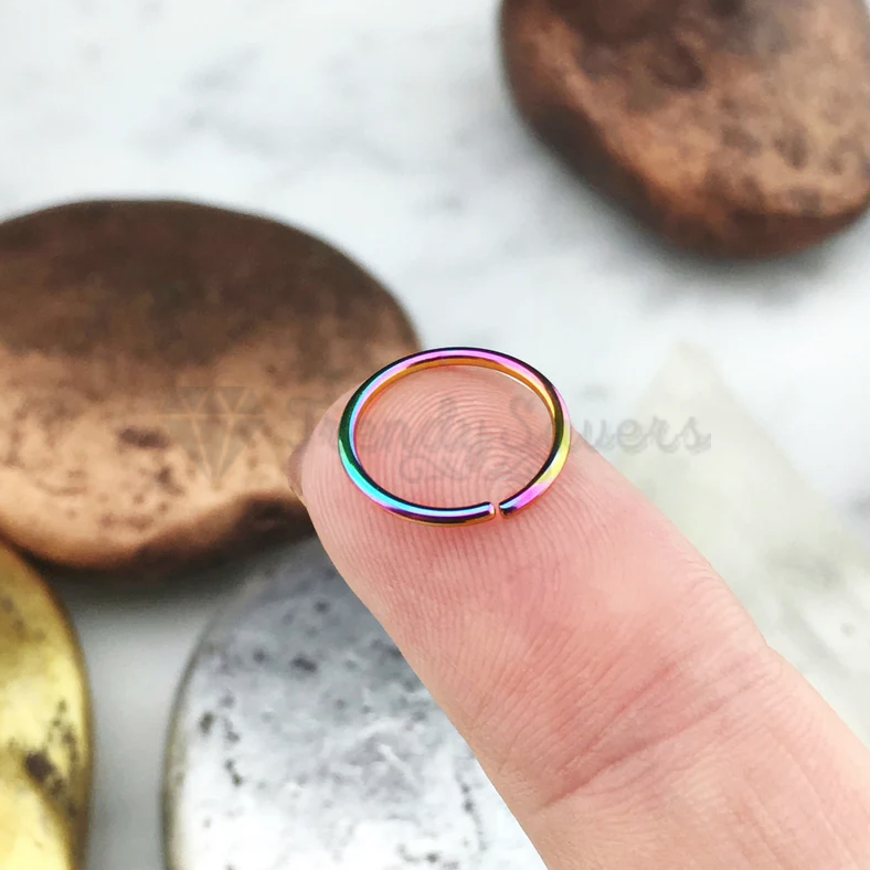 1pc Multi Colour Rainbow Round Septum Nose Ring Hoop Body Piercing Jewelry 8MM