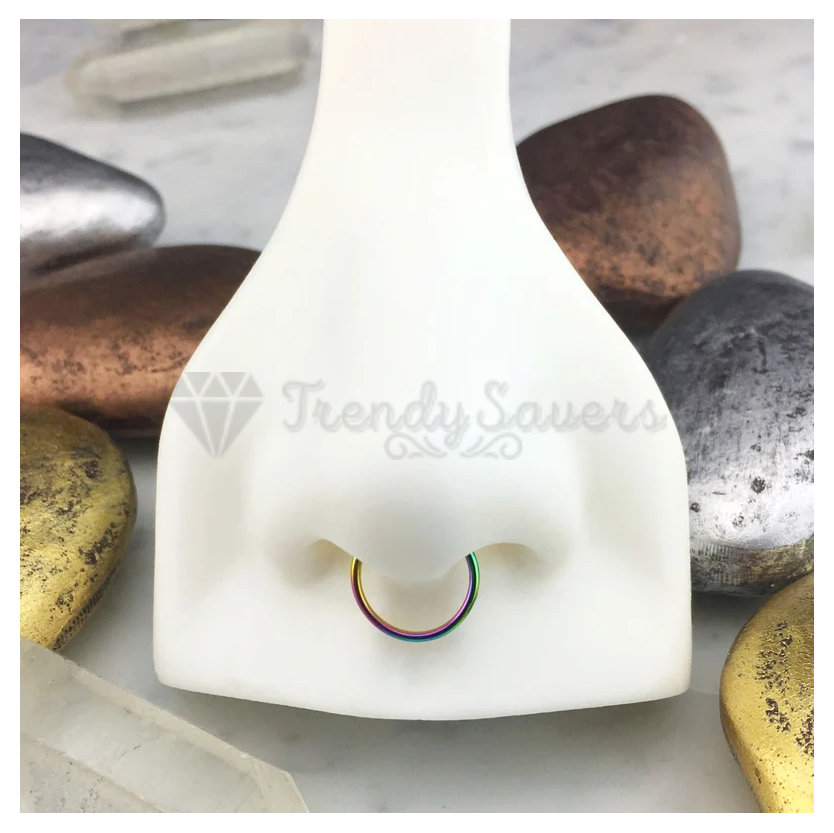 1pc Multi Colour Rainbow Round Septum Nose Ring Hoop Body Piercing Jewelry 8MM