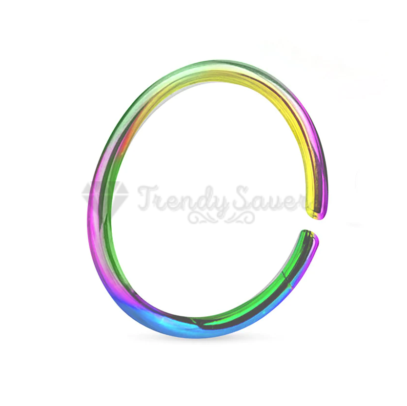 1pc Multi Colour Rainbow Round Septum Nose Ring Hoop Body Piercing Jewelry 8MM