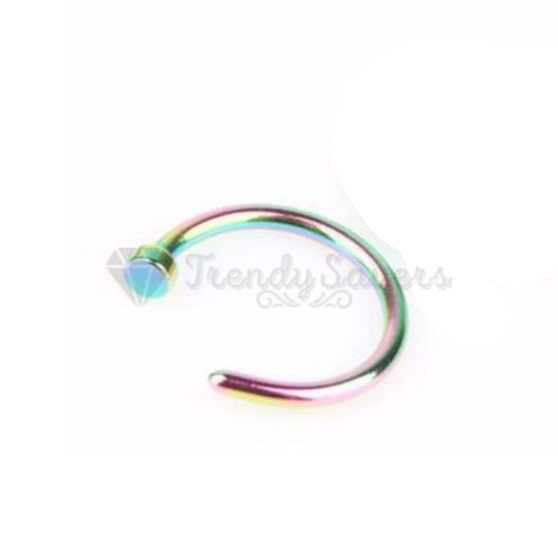 1pc Surgical Steel Nose Ring Ear Helix Tragus C Shape Stud Piercing Rainbow 6MM