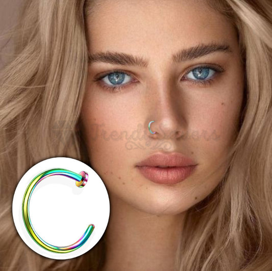 Rainbow Labret Monroe Nose Hoop Piercing Helix Cartilage Ear Lip Stud Ring 8MM