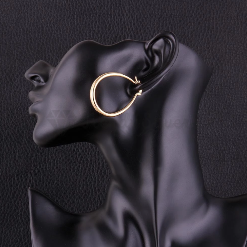 Minimalist Large Hollow Hinged Creole Hoop Gold Filled Oval Dangle Drop Earrings