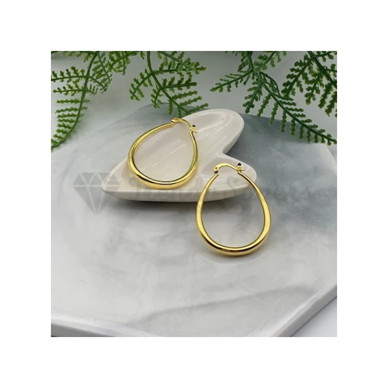 Minimalist Large Hollow Hinged Creole Hoop Gold Filled Oval Dangle Drop Earrings