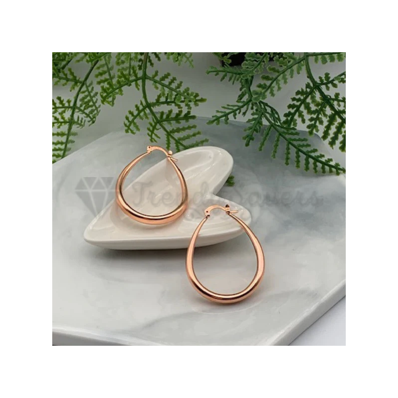 Women Hollow Hinged Oval Hoop Drop Earrings 925 Sterling Silver Filled Rose Gold