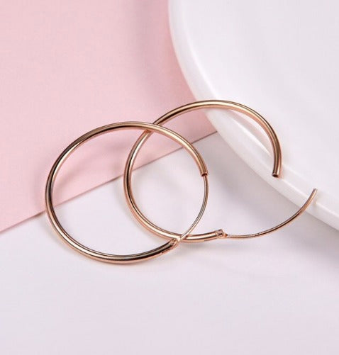 3CM 925 Sterling Silver Big Round Circle Sleeper Hinged Cartilage Hoops Earrings