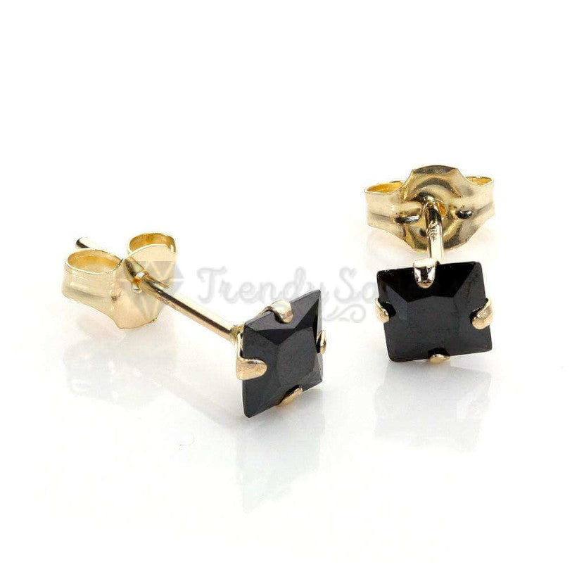 6MM Square Cut Black Cartilage Ear Stud Earrings Cubic Zirconia Women UK Jewelry