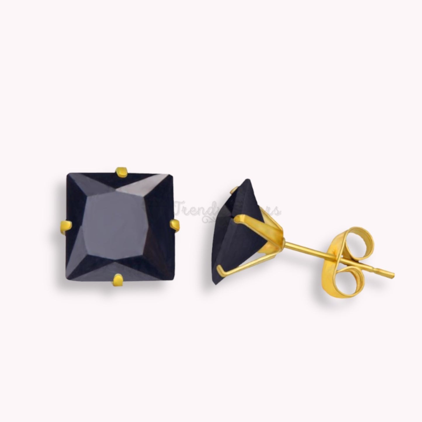 6MM Square Cut Black Cartilage Ear Stud Earrings Cubic Zirconia Women UK Jewelry