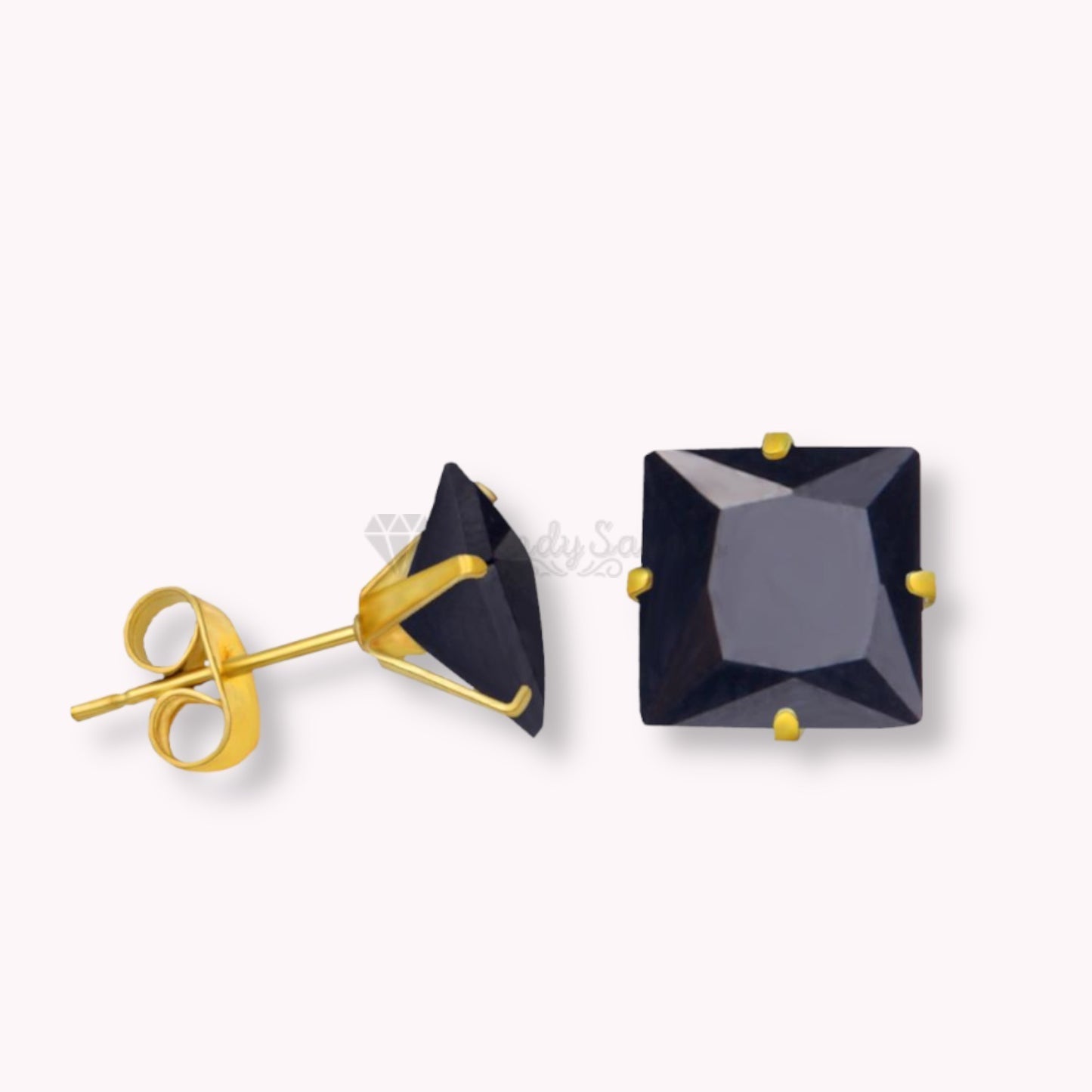 6MM Square Cut Black Cartilage Ear Stud Earrings Cubic Zirconia Women UK Jewelry