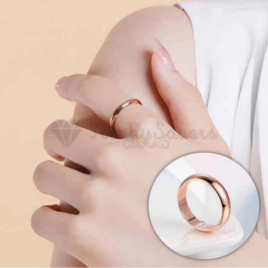 Small Fit Rose Gold Dome Couple Ring Wedding Engagement Band Size 6 (16mm) L - M