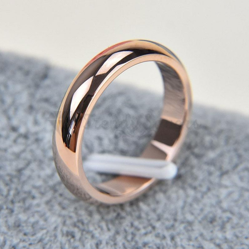 Small Fit Rose Gold Dome Couple Ring Wedding Engagement Band Size 6 (16mm) L - M