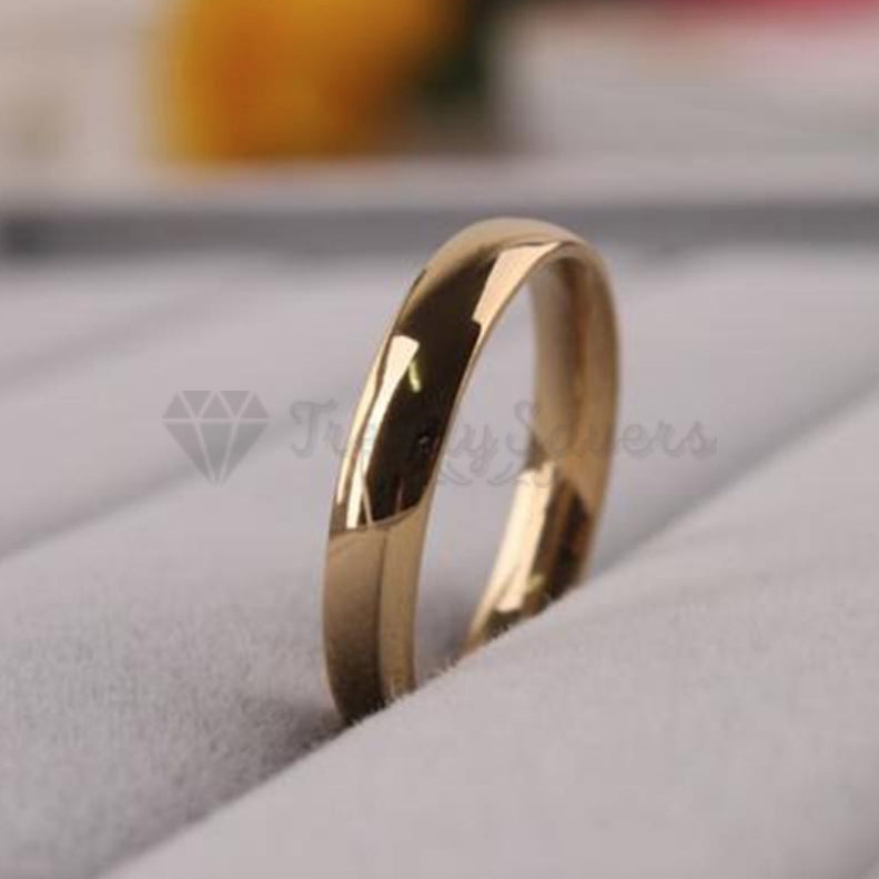 Small Fit Rose Gold Dome Couple Ring Wedding Engagement Band Size 6 (16mm) L - M