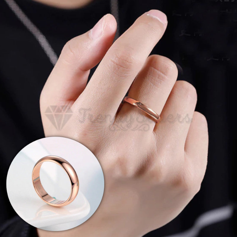 Stainless Steel Rose Gold Plated Wedding Engagement Ring Fit Size 7 (17mm) N - O