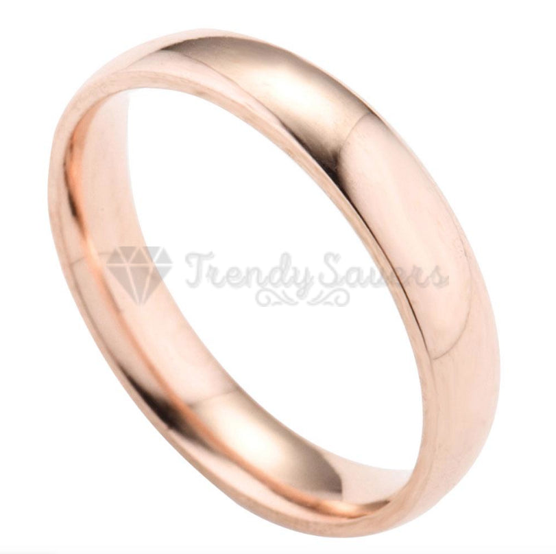 Stainless Steel Rose Gold Plated Wedding Engagement Ring Fit Size 7 (17mm) N - O