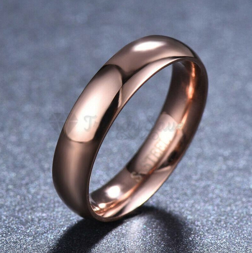 Stainless Steel Rose Gold Plated Wedding Engagement Ring Fit Size 7 (17mm) N - O