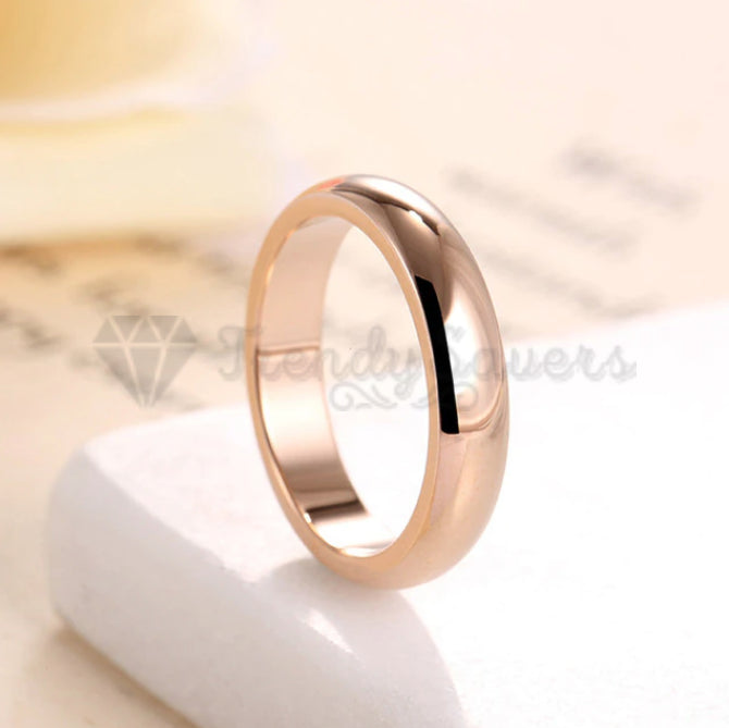 Classic Rose Gold Round Dome Wedding Engagement Ring Band Fit Size 13 (23mm) Z+1