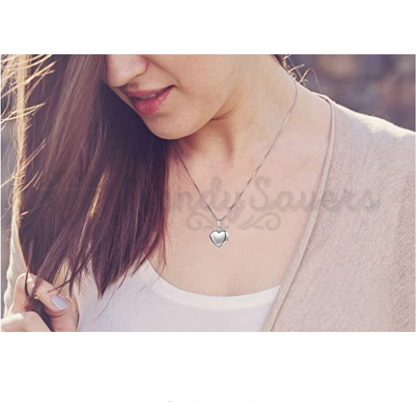 Dainty White Gold Plated Heart Shaped Photo Frame Locket Pendant Chain Necklace