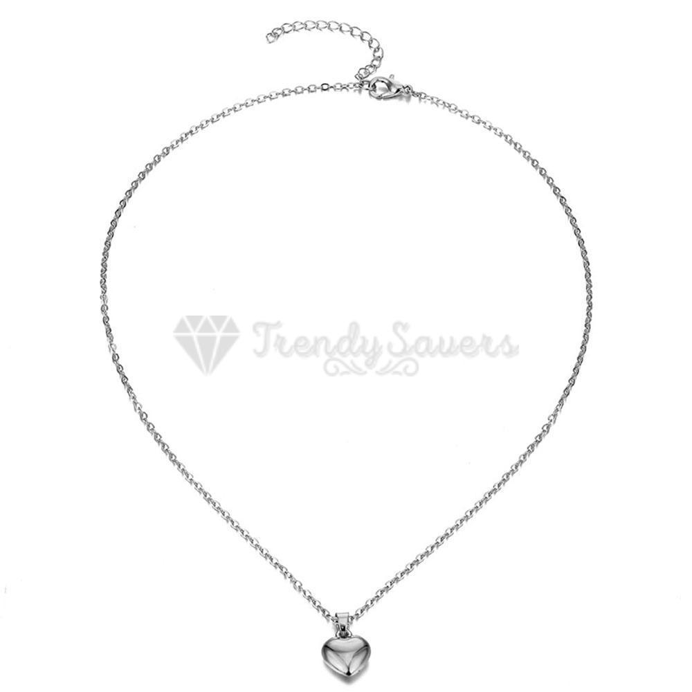 Dainty White Gold Plated Heart Shaped Photo Frame Locket Pendant Chain Necklace