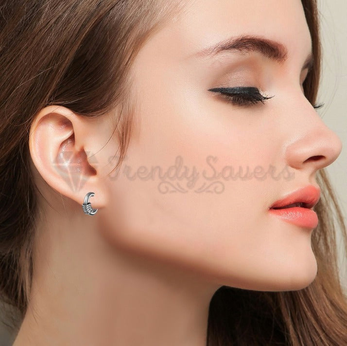 10MM Small Simple Casual Cartilage Labret Nose Ring Huggie Hoop Sleeper Earrings