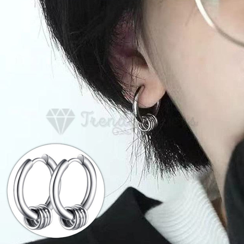 12MM Unisex Mini Hollow Bead Pendants Huggie Hoop Ring Fashion Punk Earrings